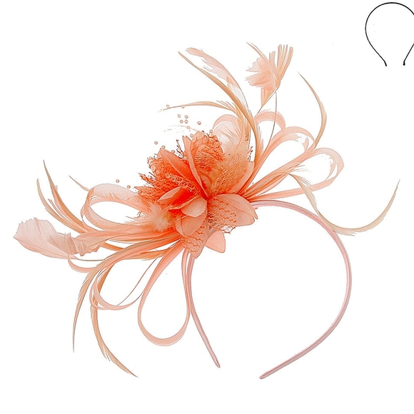 Gorgeous Large Side Loop Peach Headband Fascinator Kentucky Derby Tea Brunch